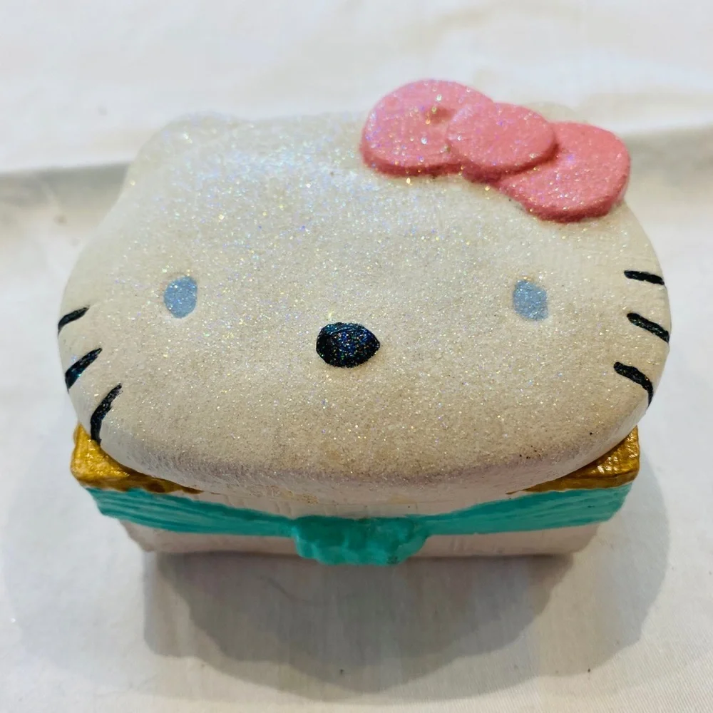 Hello Kitty Trinket box HAND PAINTED! SPARKLY FACE